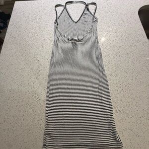 Chic Black and White Striped Backless Dress